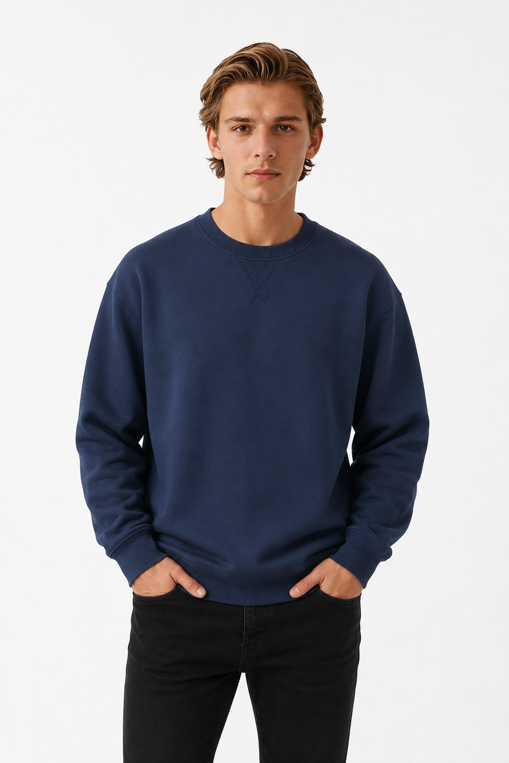 Sweter Męski Oversize | Bawełniany Sweter Dzianinowy | Okrągły Dekolt | Gruby Sweter Męski | Sweter na Jesień