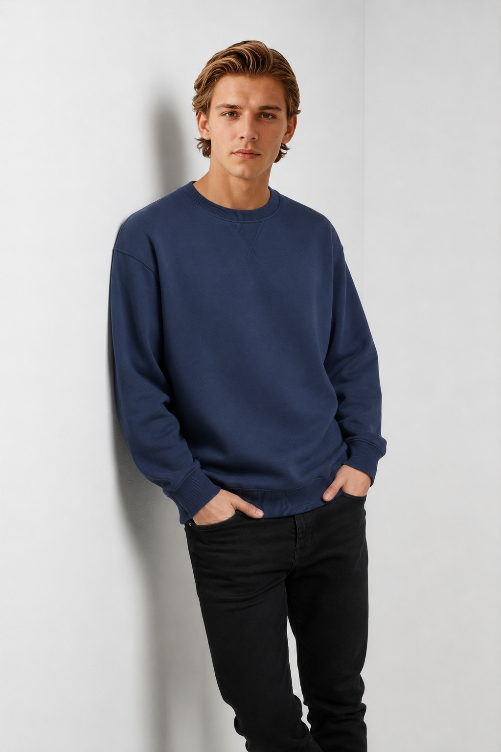 Sweter Męski Oversize | Bawełniany Sweter Dzianinowy | Okrągły Dekolt | Gruby Sweter Męski | Sweter na Jesień