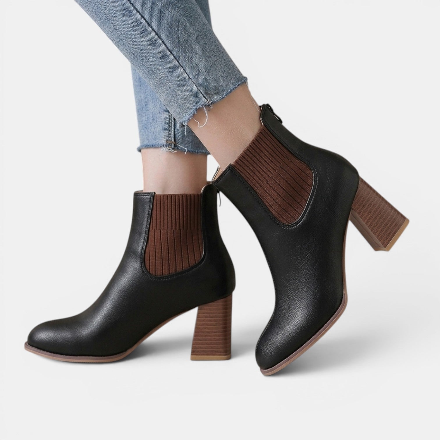 Botki Damskie na Obcasie | Elastyczna Cholewka | Botki za Kostkę | Eleganckie Buty na Jesień