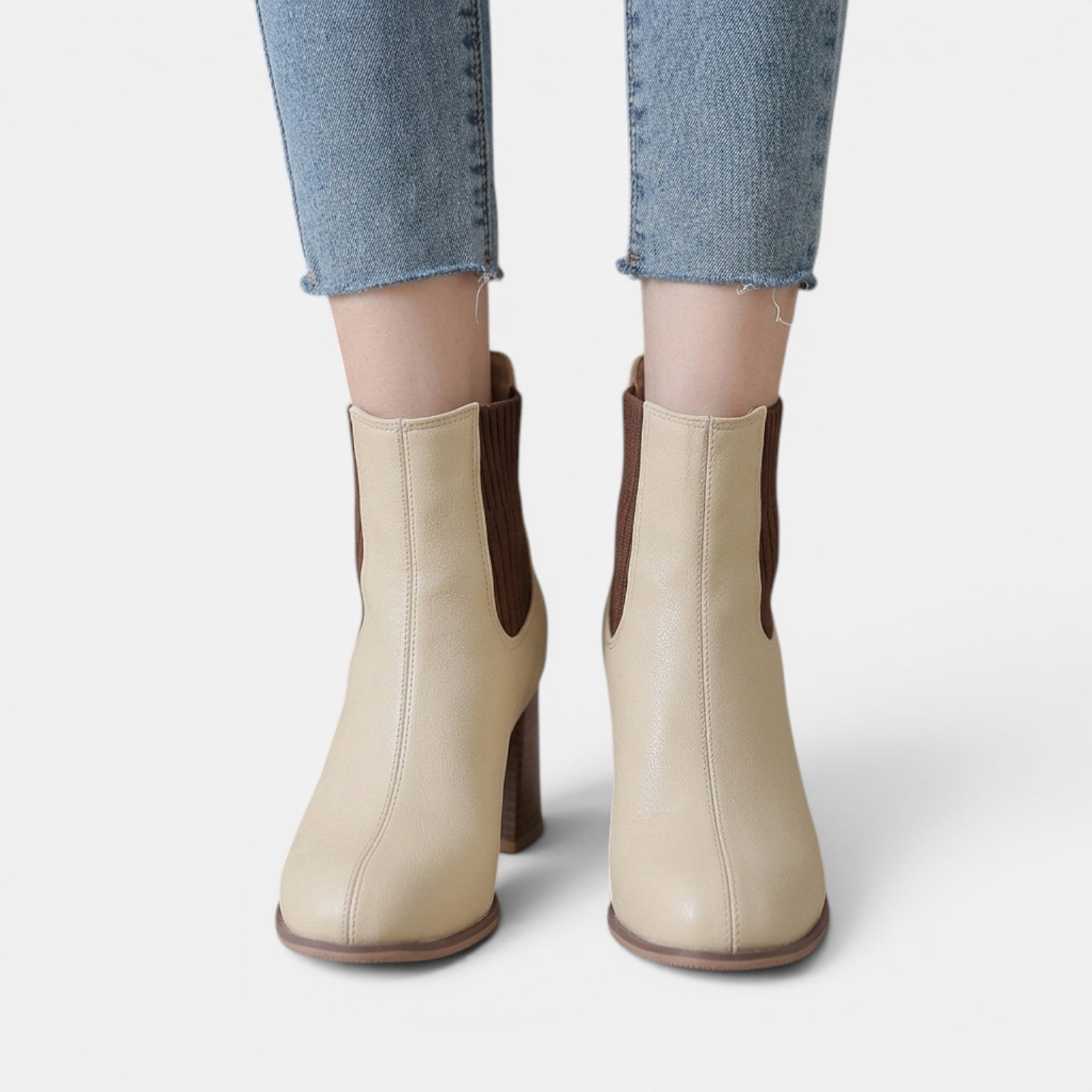 Botki Damskie na Obcasie | Elastyczna Cholewka | Botki za Kostkę | Eleganckie Buty na Jesień
