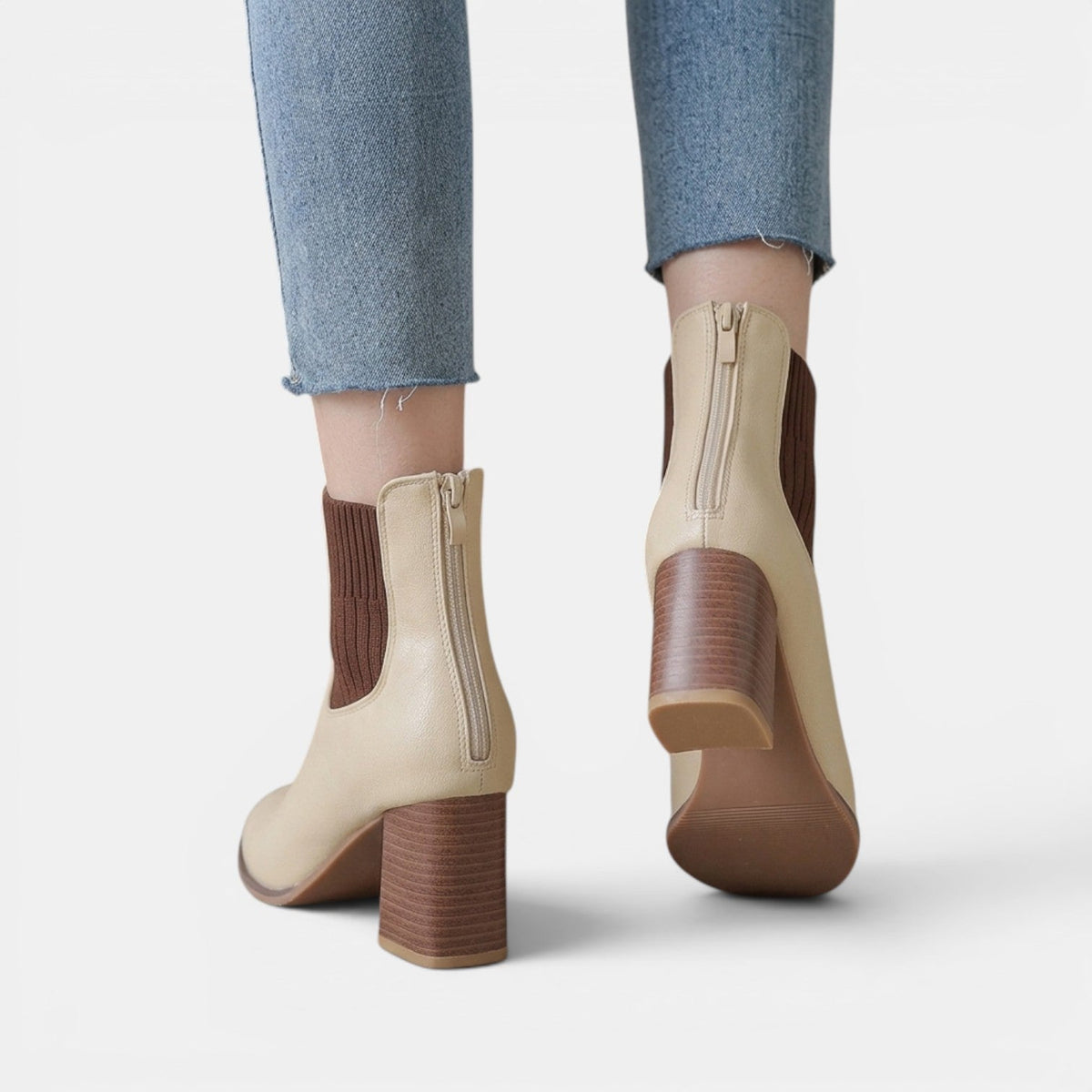 Botki Damskie na Obcasie | Elastyczna Cholewka | Botki za Kostkę | Eleganckie Buty na Jesień