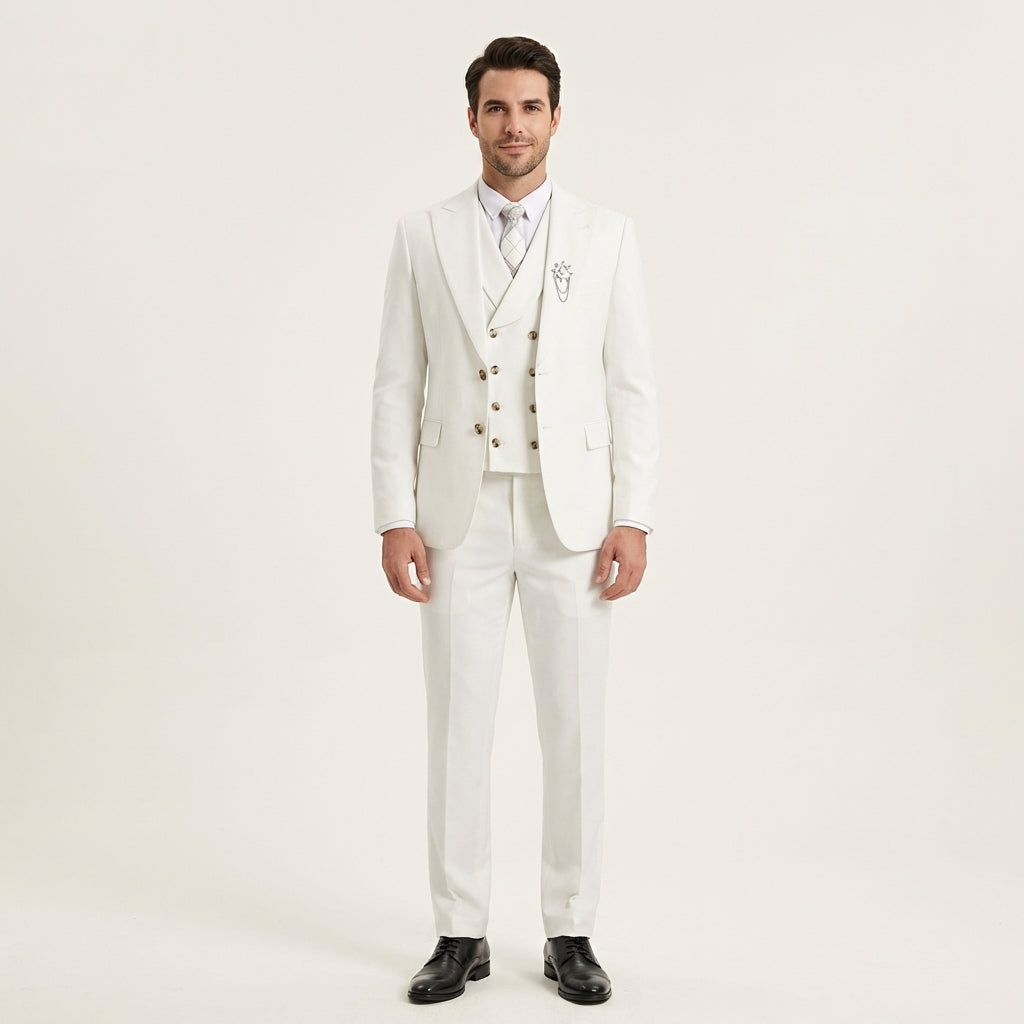Garnitur Męski 3-Częściowy | Slim Fit | Marynarka, Kamizelka i Spodnie | Garnitur na Wesele i Ślub