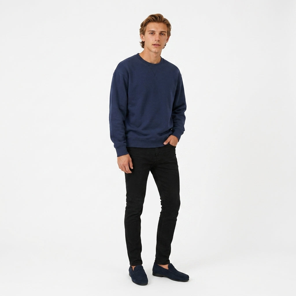 Sweter Męski Oversize | Bawełniany Sweter Dzianinowy | Okrągły Dekolt | Gruby Sweter Męski | Sweter na Jesień