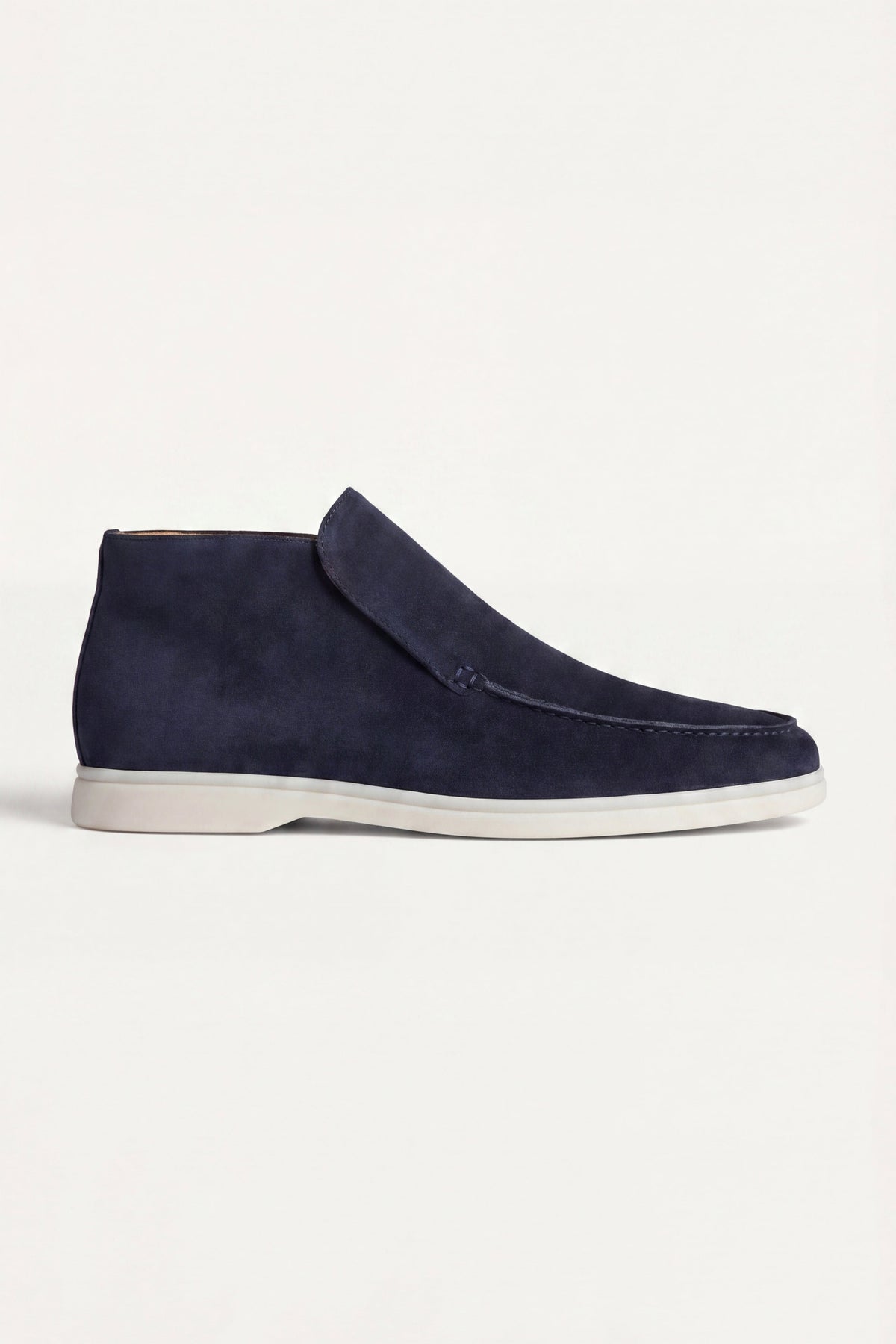 Granatowe Mokasyny High Top | Wysokie Mokasyny Zamszowe | Skóra Cielęca | Eleganckie Buty