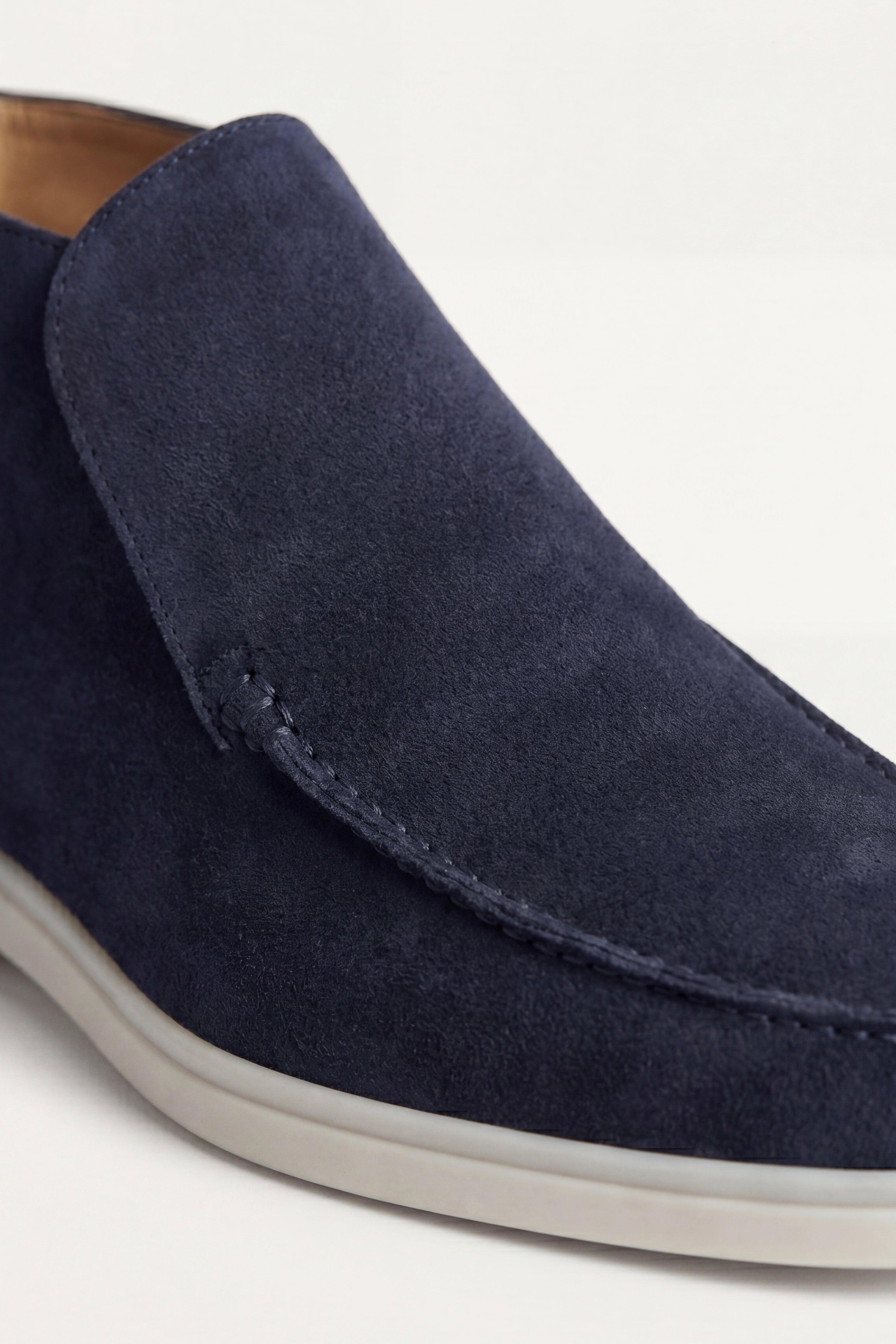 Granatowe Mokasyny High Top | Wysokie Mokasyny Zamszowe | Skóra Cielęca | Eleganckie Buty