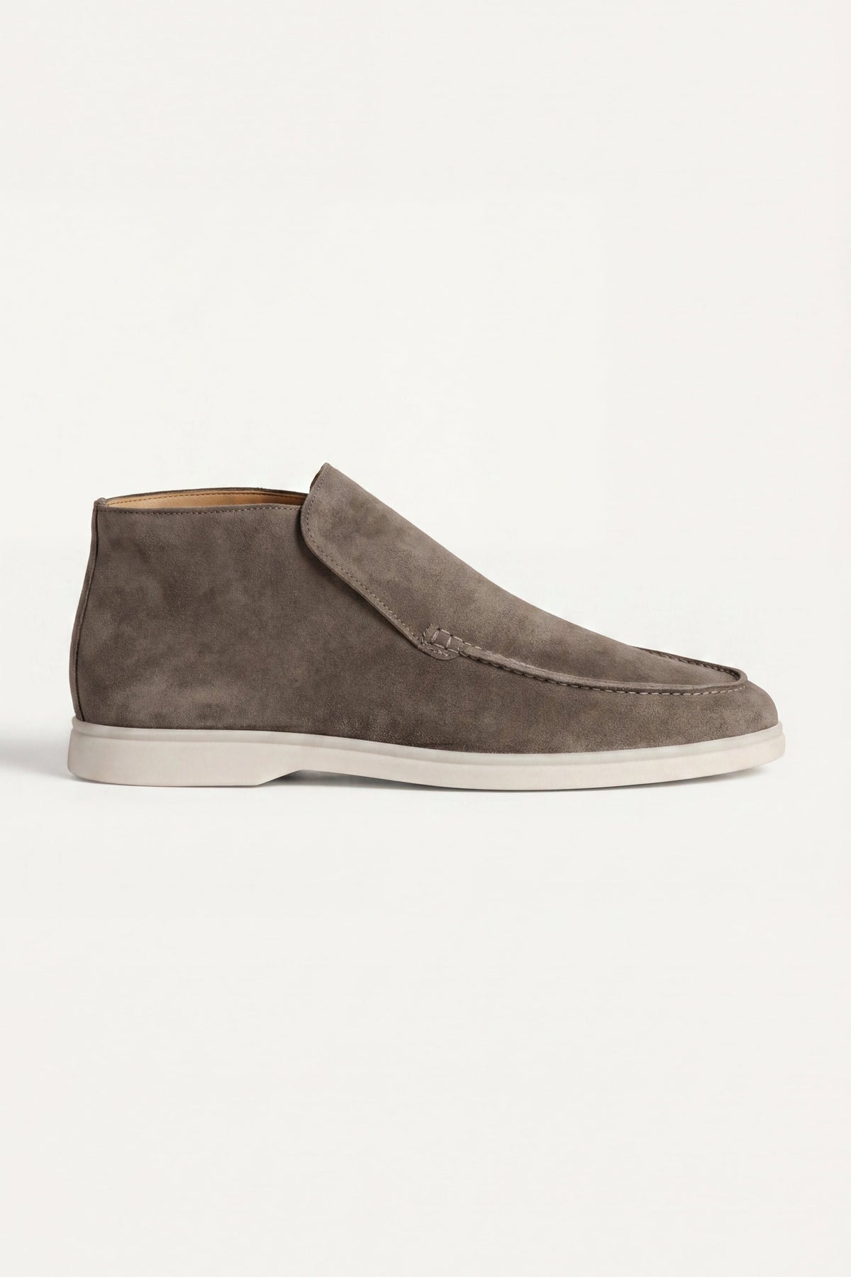 Wysokie Mokasyny High Top | Oliwkowe Mokasyny Zamszowe | Skóra Cielęca | Eleganckie Buty
