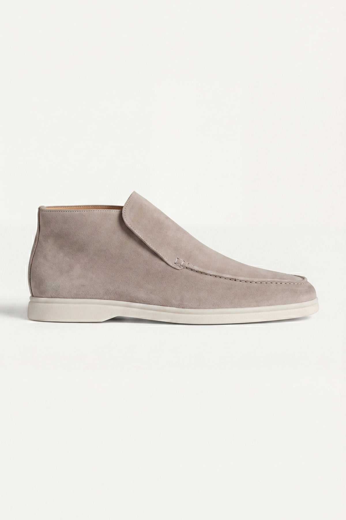 Taupe Mokasyny High Top | Wysokie Mokasyny Zamszowe | Skóra Cielęca | Eleganckie Buty
