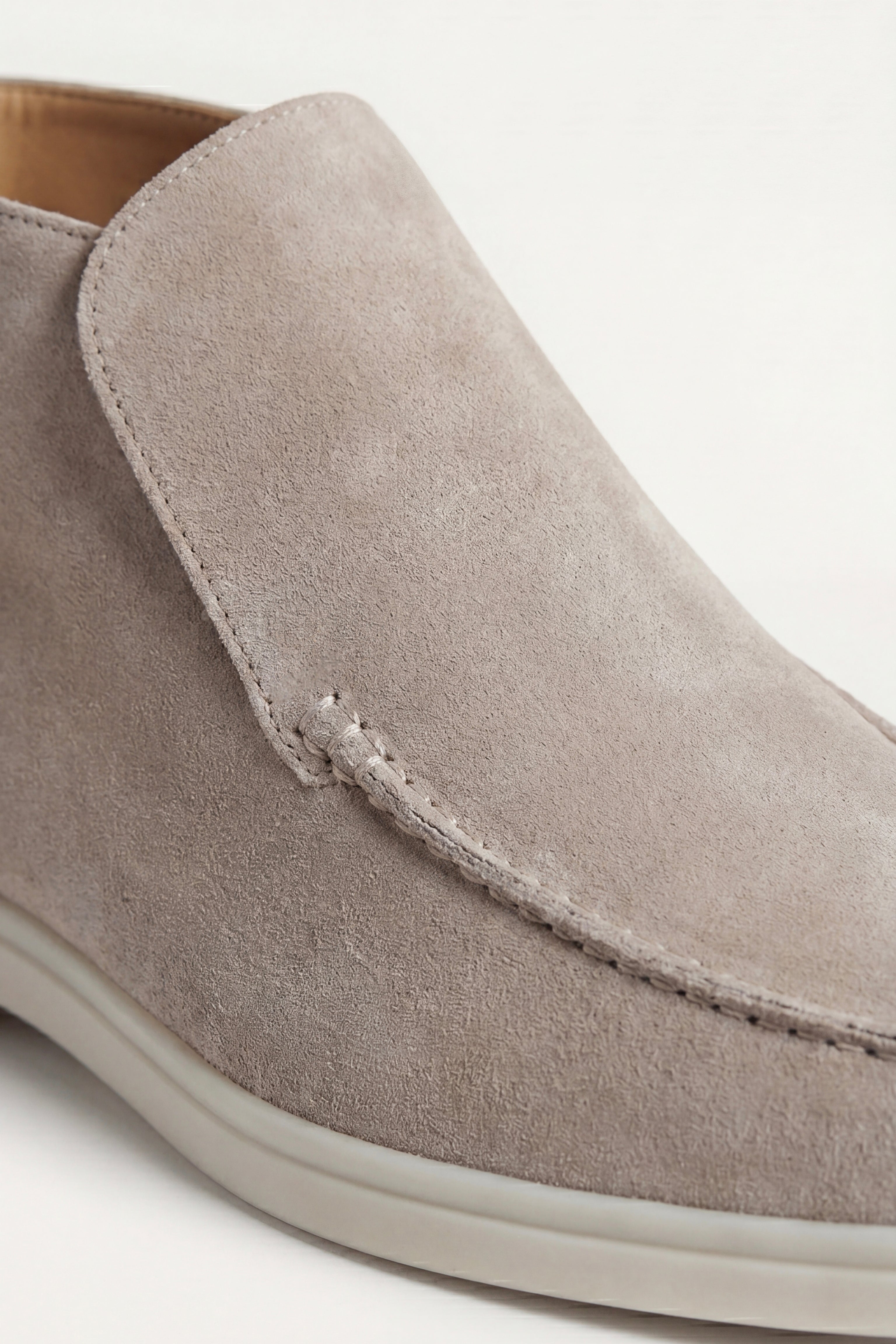 Taupe Mokasyny High Top | Wysokie Mokasyny Zamszowe | Skóra Cielęca | Eleganckie Buty