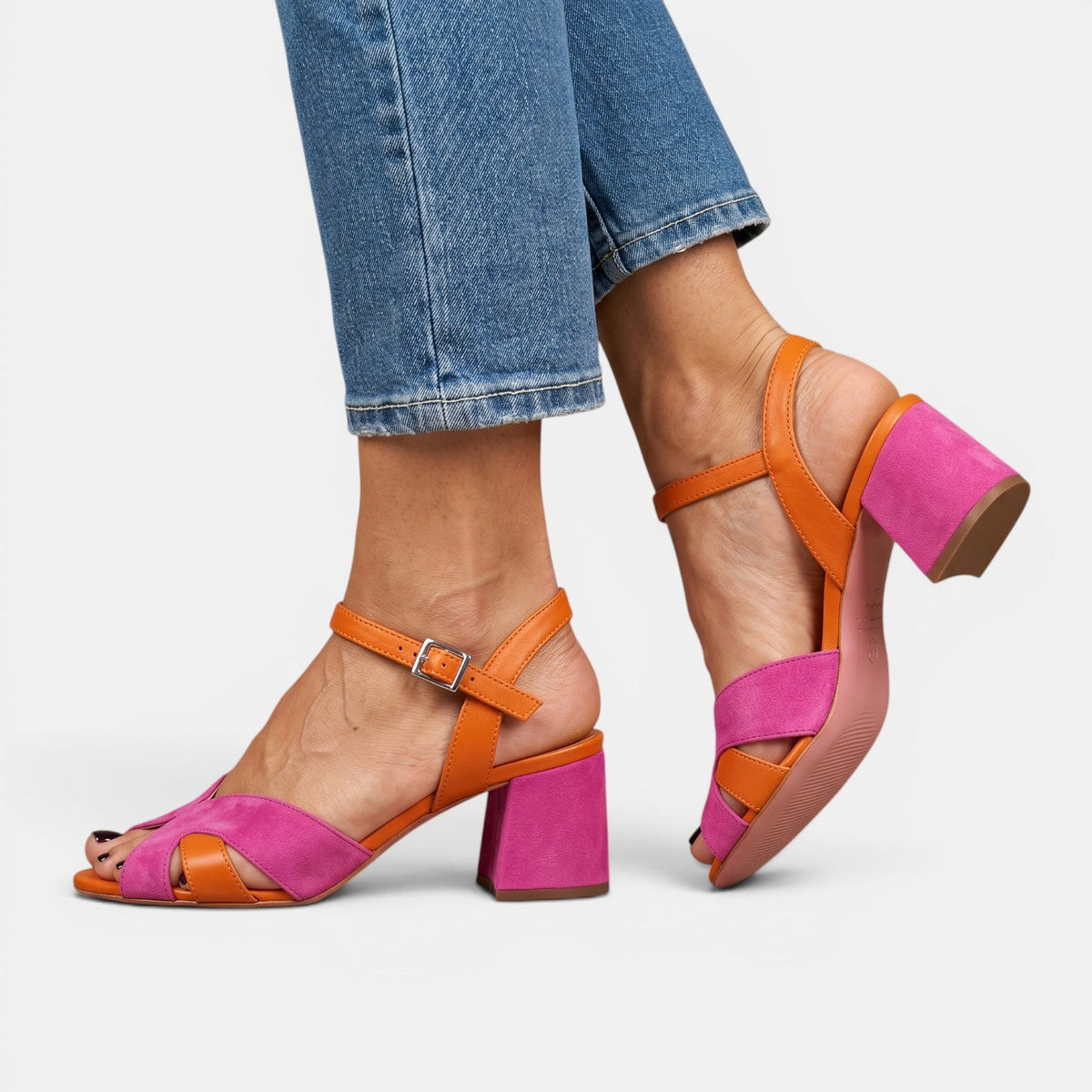 Ortopedyczne Sandały Damskie | Wysoki Obcas | Peep Toe | Regulowana Klamra | Eleganckie Sandały