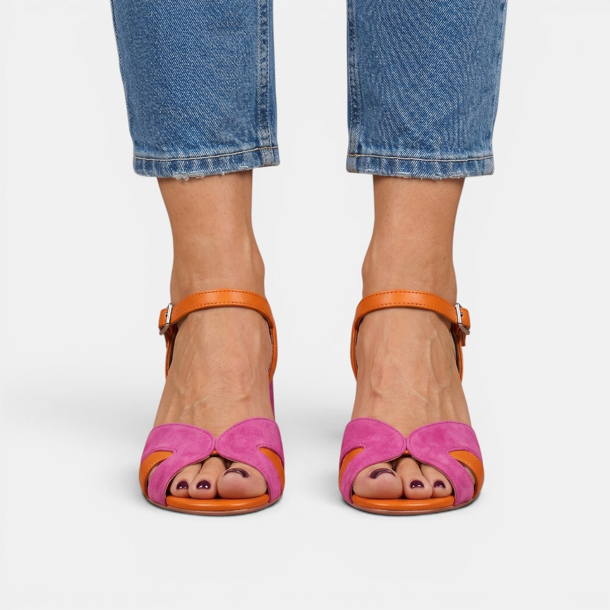 Ortopedyczne Sandały Damskie | Wysoki Obcas | Peep Toe | Regulowana Klamra | Eleganckie Sandały