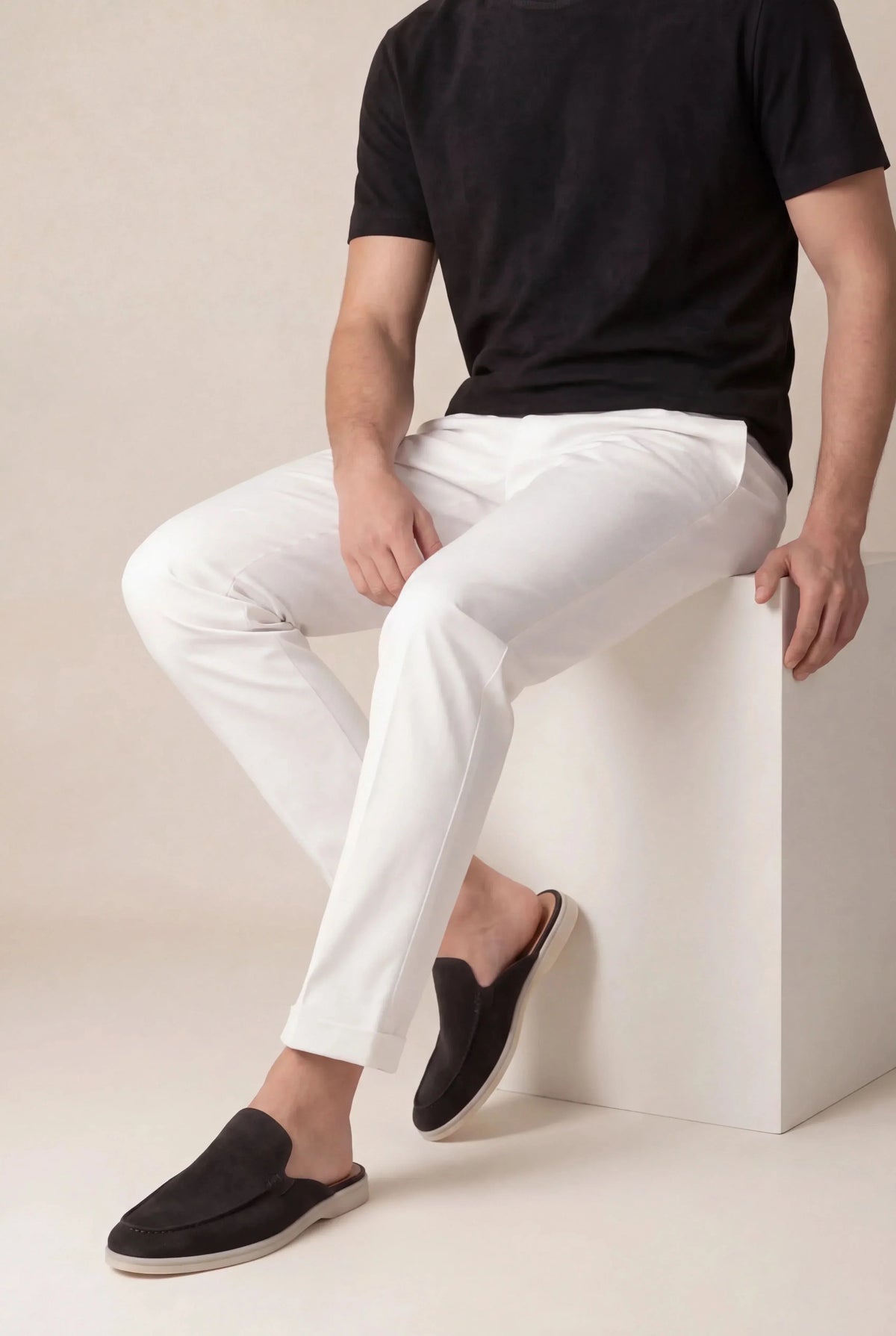 Czarne Mokasyny Mule | Zamszowe Mokasyny | Otwarta Pięta | Skóra Cielęca | Eleganckie Buty