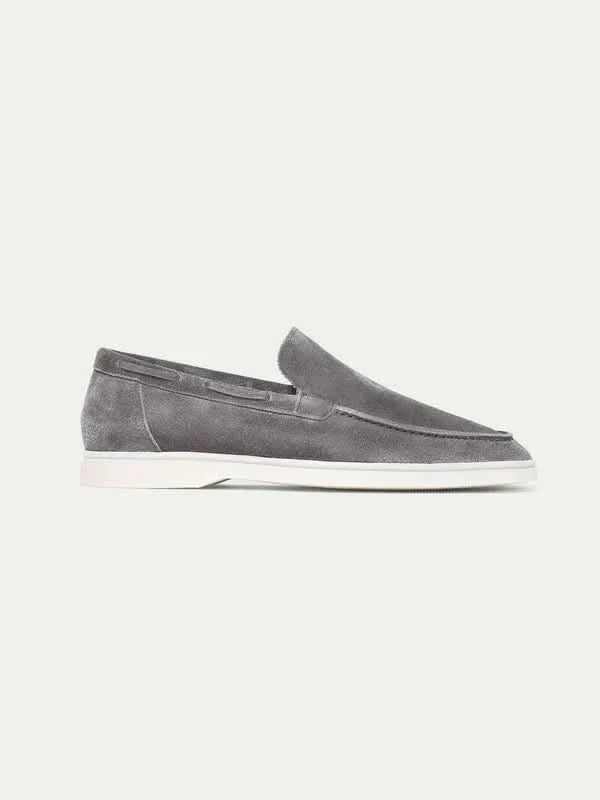 Szare Mokasyny Zamszowe | Mokasyny ze Skóry Cielęcej | Klasyczne Loafersy | Eleganckie Buty