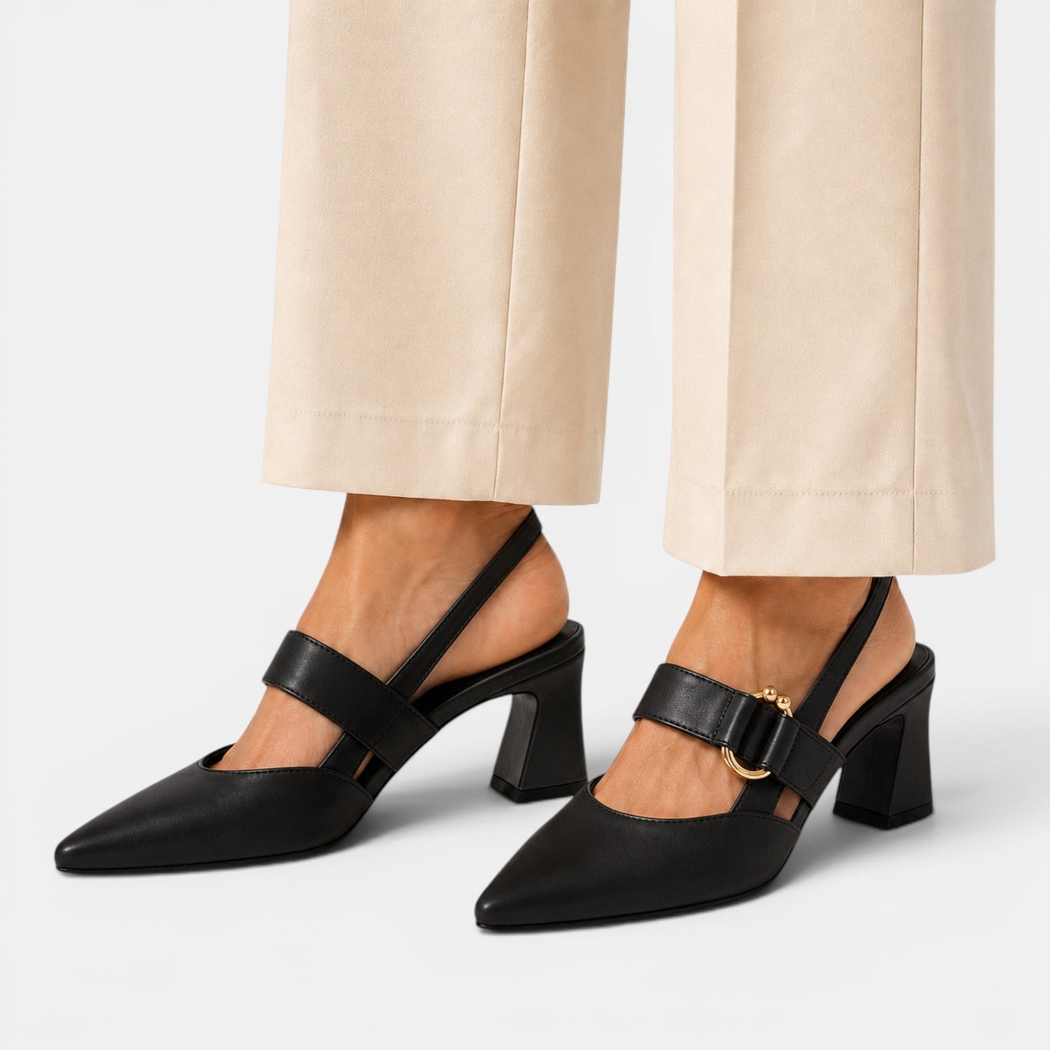 Damskie Czółenka z Paskiem | Obcas 6 cm | Czółenka ze Szpiczastym Noskiem | Eleganckie Buty Damskie