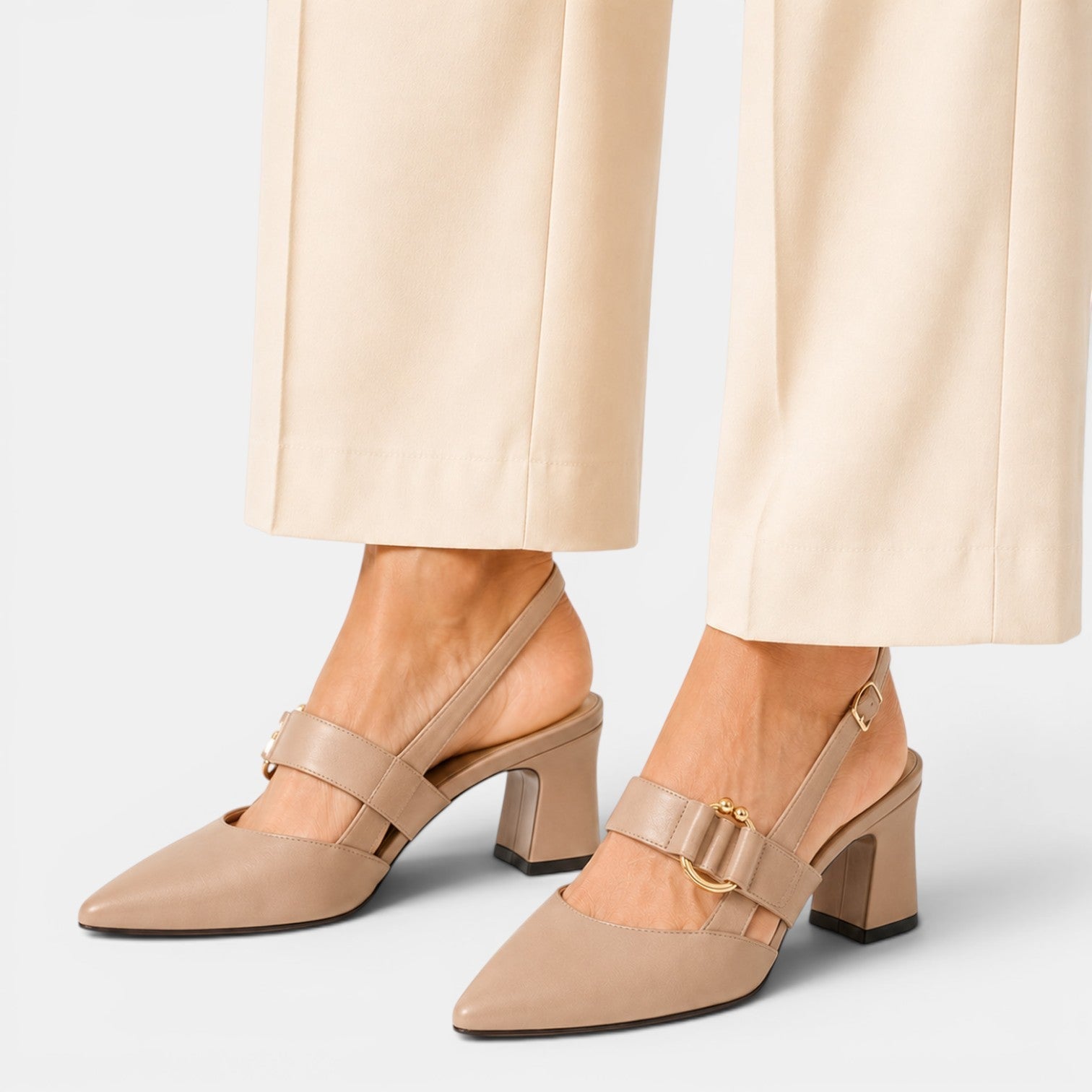 Damskie Czółenka z Paskiem | Obcas 6 cm | Czółenka ze Szpiczastym Noskiem | Eleganckie Buty Damskie