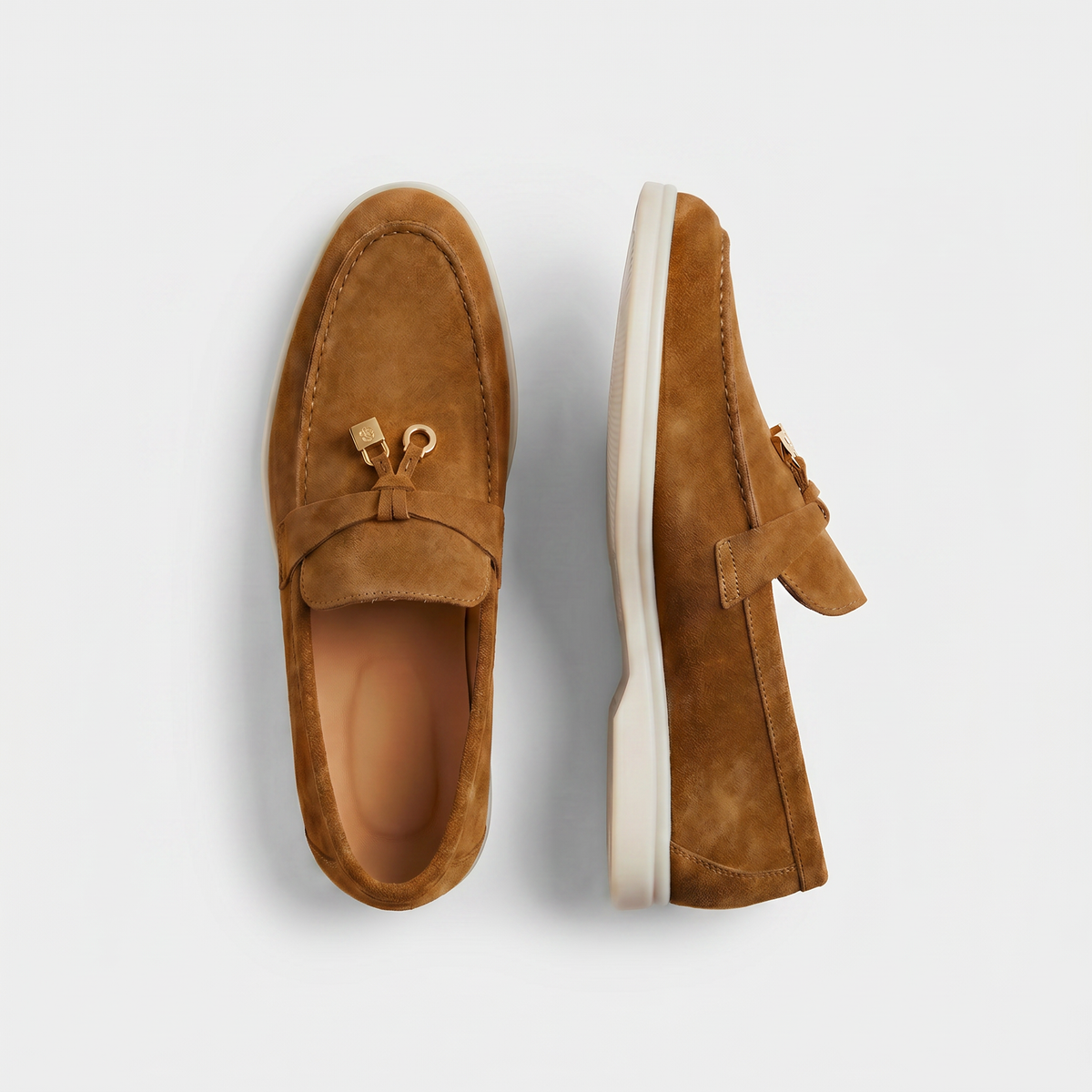 Brązowe Mokasyny Damskie | Zamszowe Mokasyny Damskie | Srebrny Detal | Eleganckie Buty Damskie